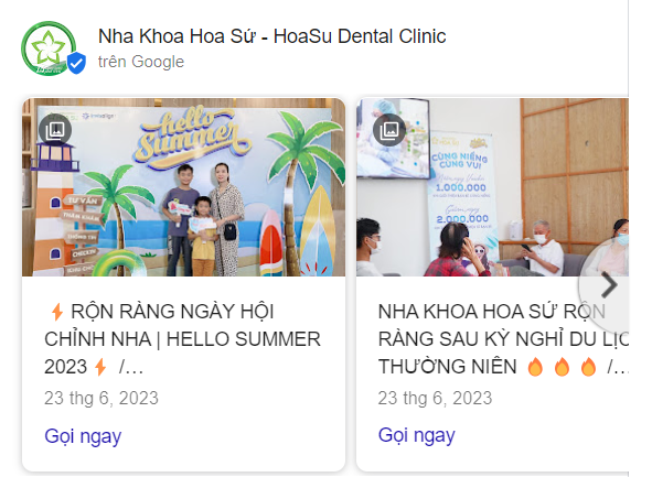 Nha khoa Hoa Sứ chạy quảng cáo click-to-call trên Google